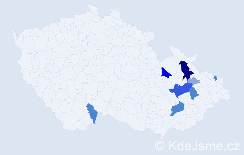 Příjmení: 'Lajmar', počet výskytů 21 v celé ČR