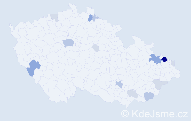 Příjmení: 'Klimeček', počet výskytů 40 v celé ČR