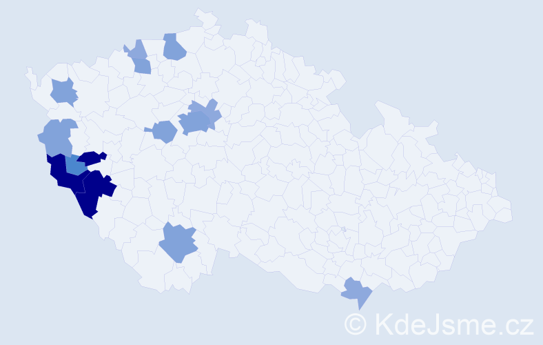 Příjmení: 'Macán', počet výskytů 45 v celé ČR