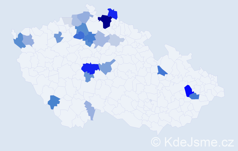 Příjmení: 'Kraka', počet výskytů 97 v celé ČR