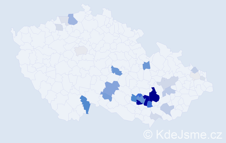Příjmení: 'Čalkovský', počet výskytů 92 v celé ČR