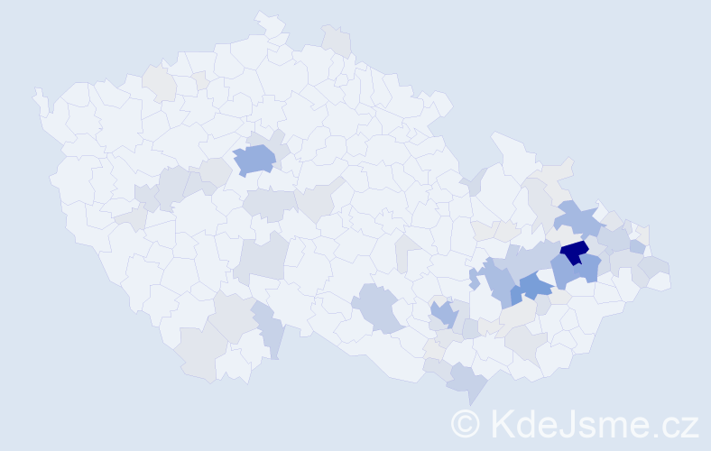 Příjmení: 'Mik', počet výskytů 288 v celé ČR