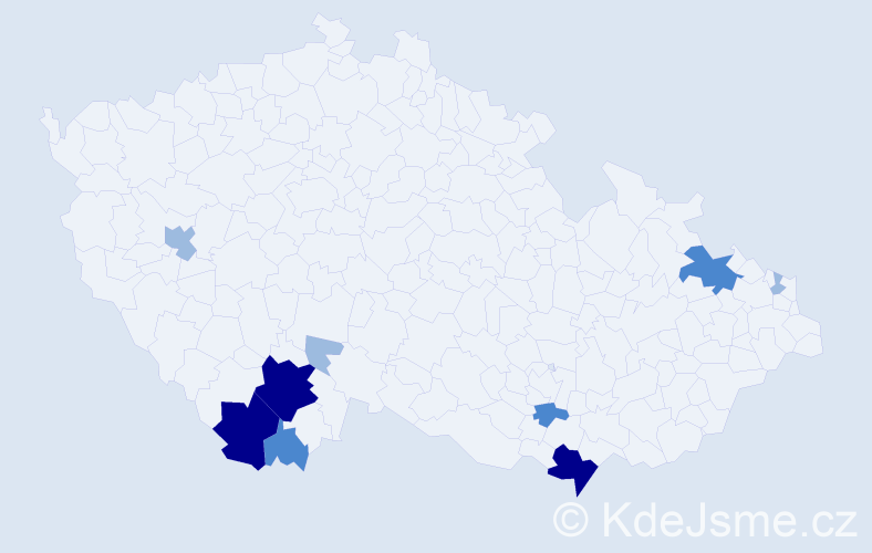 Příjmení: 'Janyová', počet výskytů 21 v celé ČR