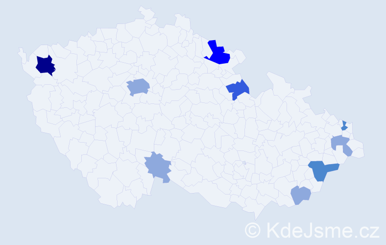 Příjmení: 'Pochybová', počet výskytů 20 v celé ČR