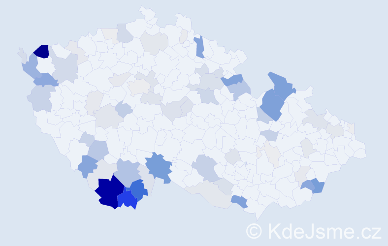 Příjmení: 'Račák', počet výskytů 275 v celé ČR