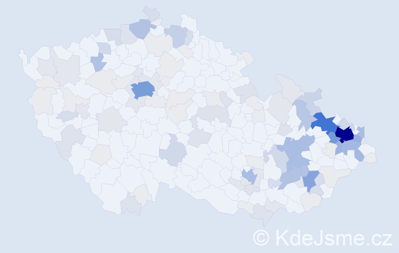 Příjmení: 'Vajdová', počet výskytů 467 v celé ČR