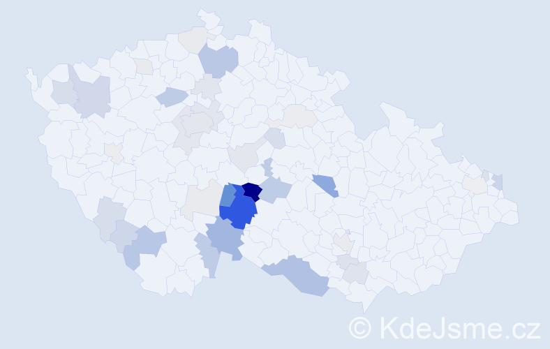 Příjmení: 'Dalíková', počet výskytů 118 v celé ČR