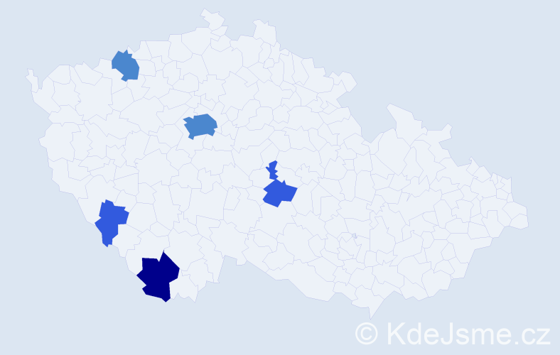 Příjmení: 'Smeykal', počet výskytů 15 v celé ČR
