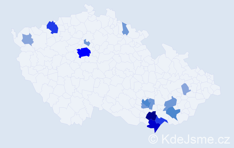 Příjmení: 'Kostrhunová', počet výskytů 60 v celé ČR