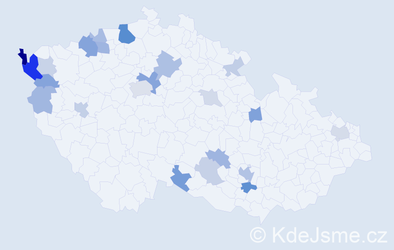 Příjmení: 'La', počet výskytů 52 v celé ČR