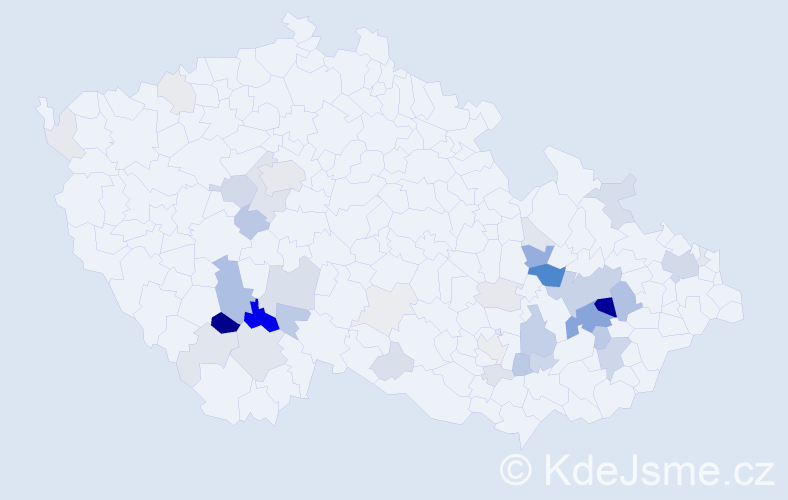 Příjmení: 'Kramplová', počet výskytů 145 v celé ČR