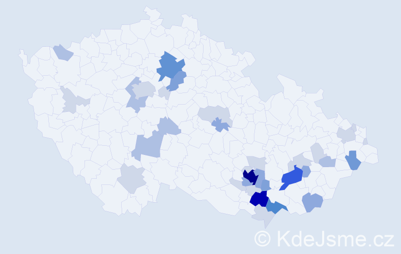 Příjmení: 'Rozkydalová', počet výskytů 101 v celé ČR