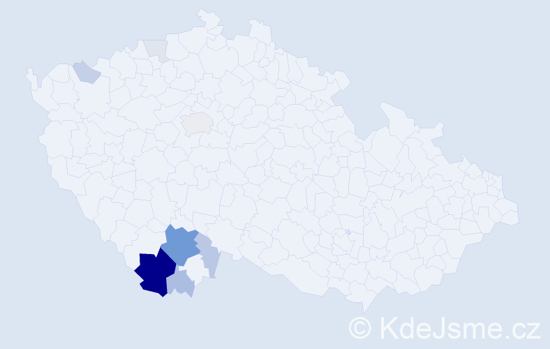 Příjmení: 'Máčová', počet výskytů 35 v celé ČR