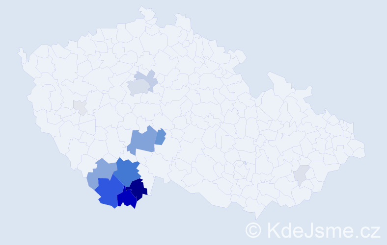 Příjmení: 'Kroneisl', počet výskytů 55 v celé ČR