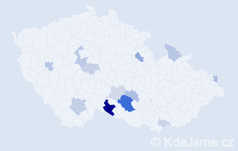 Příjmení: 'Kühtreiber', počet výskytů 27 v celé ČR