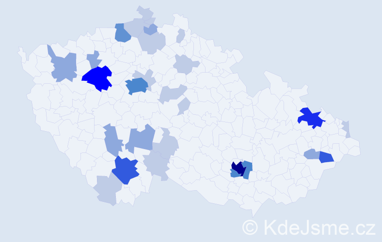 Příjmení: 'Mendel', počet výskytů 77 v celé ČR