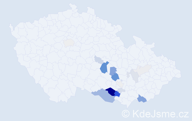 Příjmení: 'Krábek', počet výskytů 63 v celé ČR