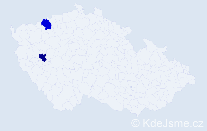 Příjmení: 'Bůha', počet výskytů 3 v celé ČR