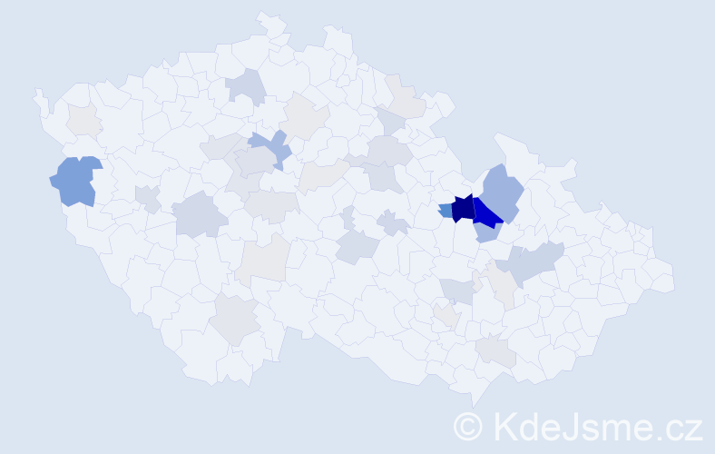 Příjmení: 'Pelclová', počet výskytů 132 v celé ČR