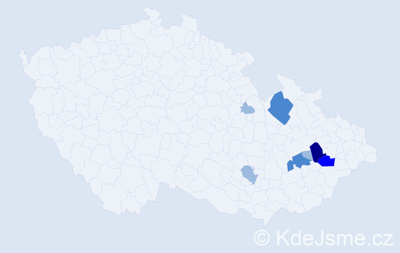 Příjmení: 'Flajšarová', počet výskytů 15 v celé ČR
