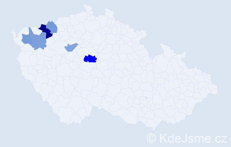 Příjmení: 'Ladenbergerová', počet výskytů 8 v celé ČR