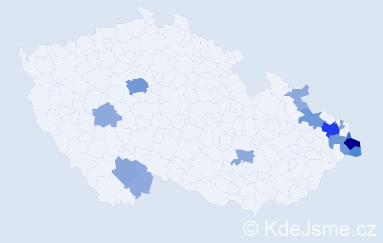 Příjmení: 'Čudek', počet výskytů 44 v celé ČR