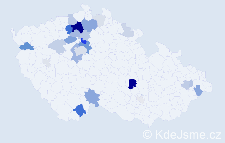 Příjmení: 'Kekrt', počet výskytů 61 v celé ČR