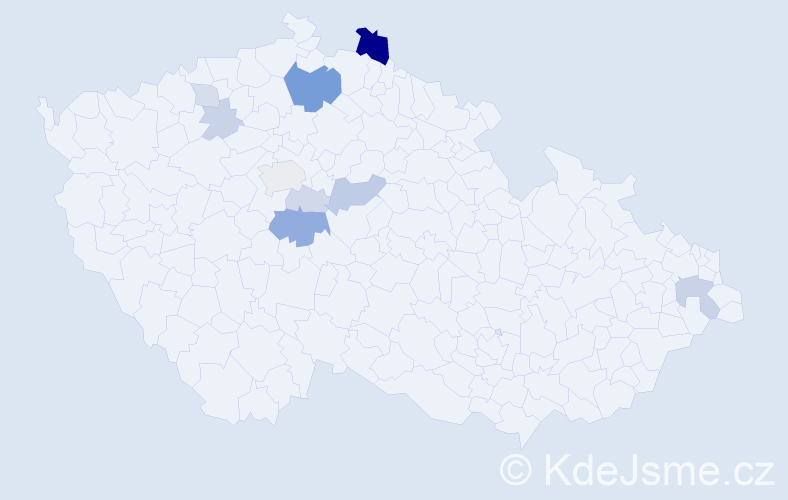 Příjmení: 'Rejn', počet výskytů 25 v celé ČR