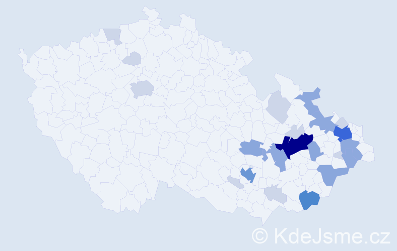 Příjmení: 'Preč', počet výskytů 62 v celé ČR