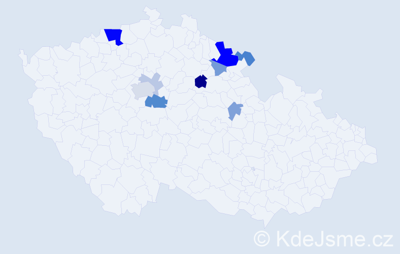 Příjmení: 'Doulík', počet výskytů 27 v celé ČR