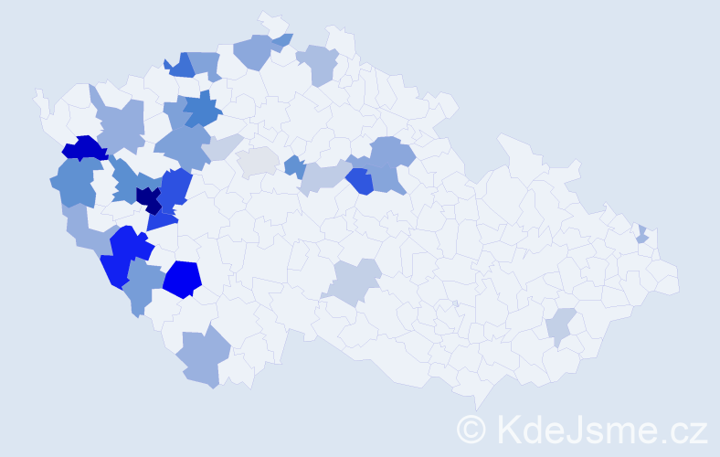 Příjmení: 'Kepl', počet výskytů 79 v celé ČR