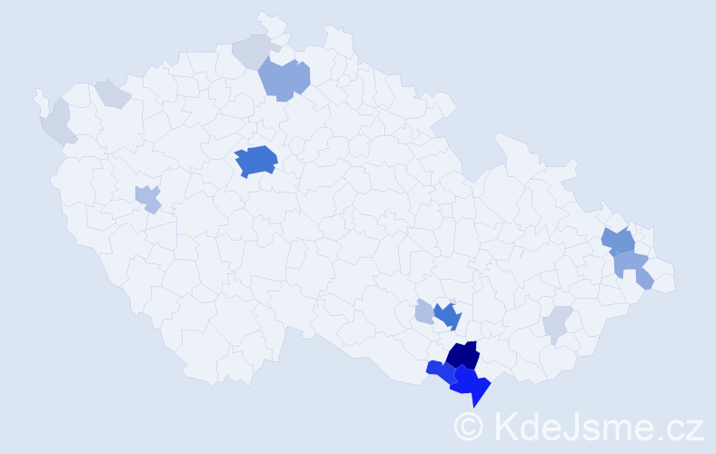 Příjmení: 'Kadrnka', počet výskytů 71 v celé ČR