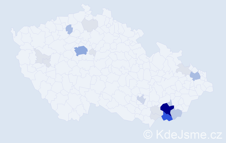 Příjmení: 'Kunovjánek', počet výskytů 73 v celé ČR