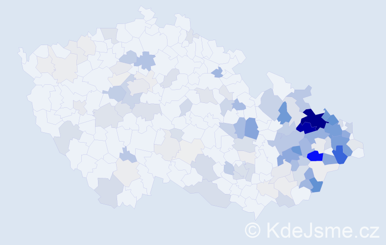 Příjmení: 'Onderka', počet výskytů 638 v celé ČR