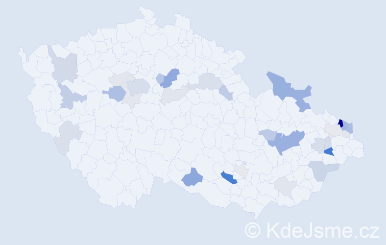 Příjmení: 'Krajčí', počet výskytů 87 v celé ČR