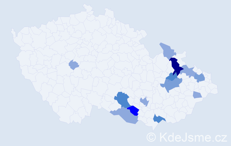 Příjmení: 'Rybar', počet výskytů 31 v celé ČR