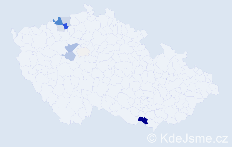 Příjmení: 'Fobl', počet výskytů 26 v celé ČR