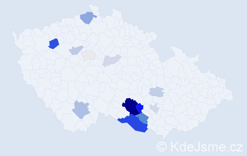 Příjmení: 'Piálek', počet výskytů 45 v celé ČR