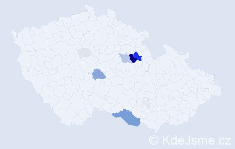 Příjmení: 'Cablková', počet výskytů 18 v celé ČR