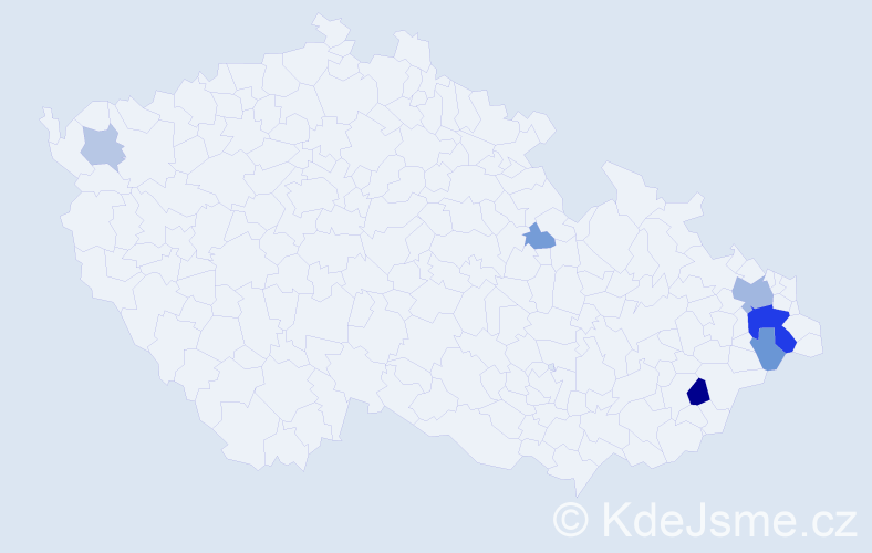 Příjmení: 'Gurňáková', počet výskytů 16 v celé ČR