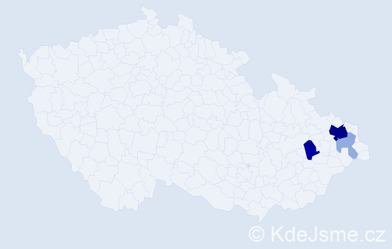 Příjmení: 'Daniec', počet výskytů 16 v celé ČR