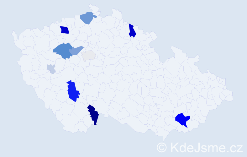 Příjmení: 'Kup', počet výskytů 25 v celé ČR