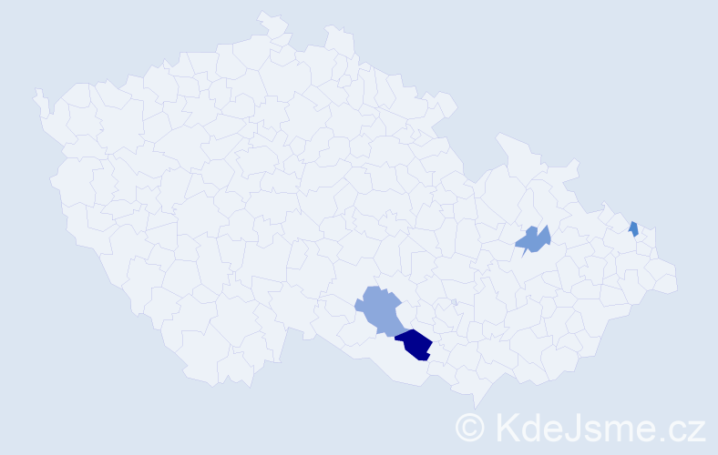 Příjmení: 'Koncký', počet výskytů 8 v celé ČR