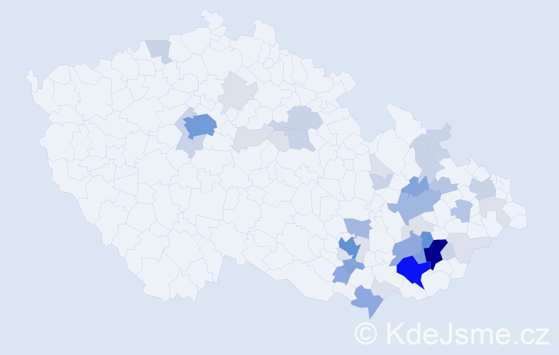 Příjmení: 'Dovrtěl', počet výskytů 147 v celé ČR