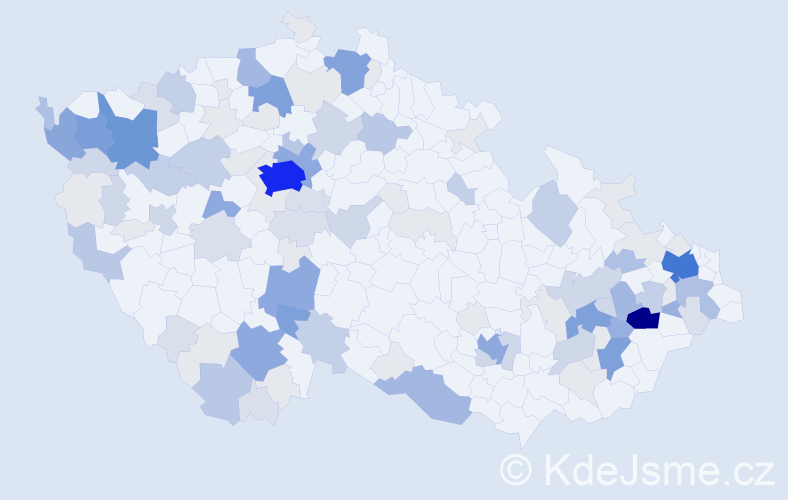 Příjmení: 'Kundrát', počet výskytů 414 v celé ČR