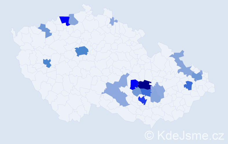 Příjmení: 'Kaldová', počet výskytů 70 v celé ČR