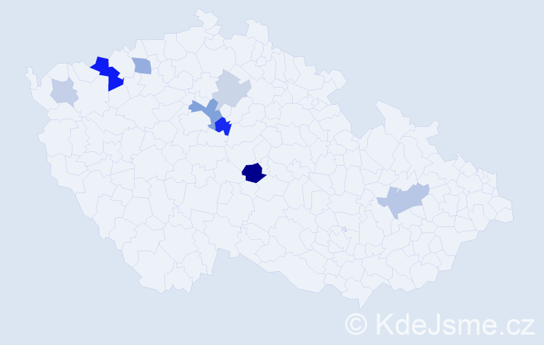 Příjmení: 'Botló', počet výskytů 19 v celé ČR