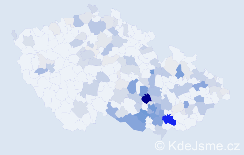 Příjmení: 'Válka', počet výskytů 456 v celé ČR