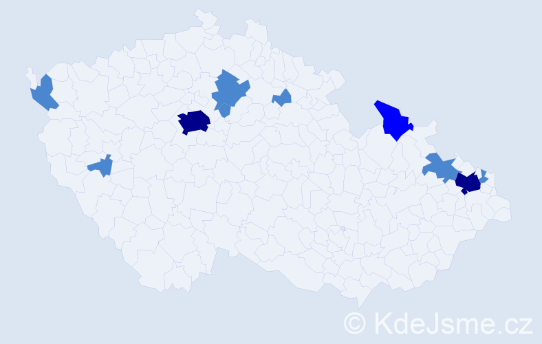 Příjmení: 'Kicková', počet výskytů 15 v celé ČR