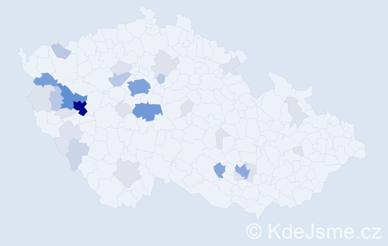 Příjmení: 'Čečil', počet výskytů 100 v celé ČR